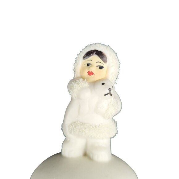 1990's Arctic Kids of Alaska Porcelain Bell Eskimo Child & Baby Seal Figurine - Picture 3 of 10